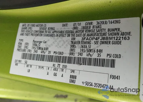 2011 Ford Fiesta Ses from USA, damaged, VIN 3FADP4FJ8BM122163